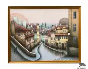 Nerudova ulice - reprodukce na plátně