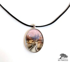 Přívěsek s motivem obrazu Ivana Svatoše-Pražský hrad  - jednoduchý